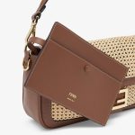 Baguette Brown Leather and Macramé Bag - Image 6